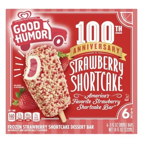 Good Humor Strawberry Shortcake Frozen Dairy Dessert Bars - 6-3 Oz