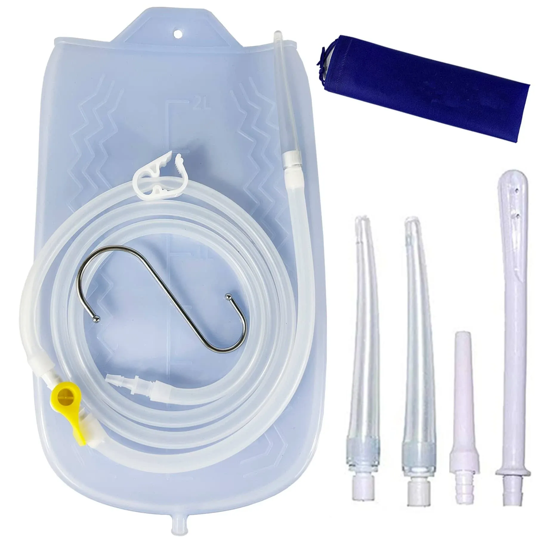 Smokitcen Colon Cleanse Enema Bag Kit with 5.2ft Silicone Hose, 5 Enema Tips and ...