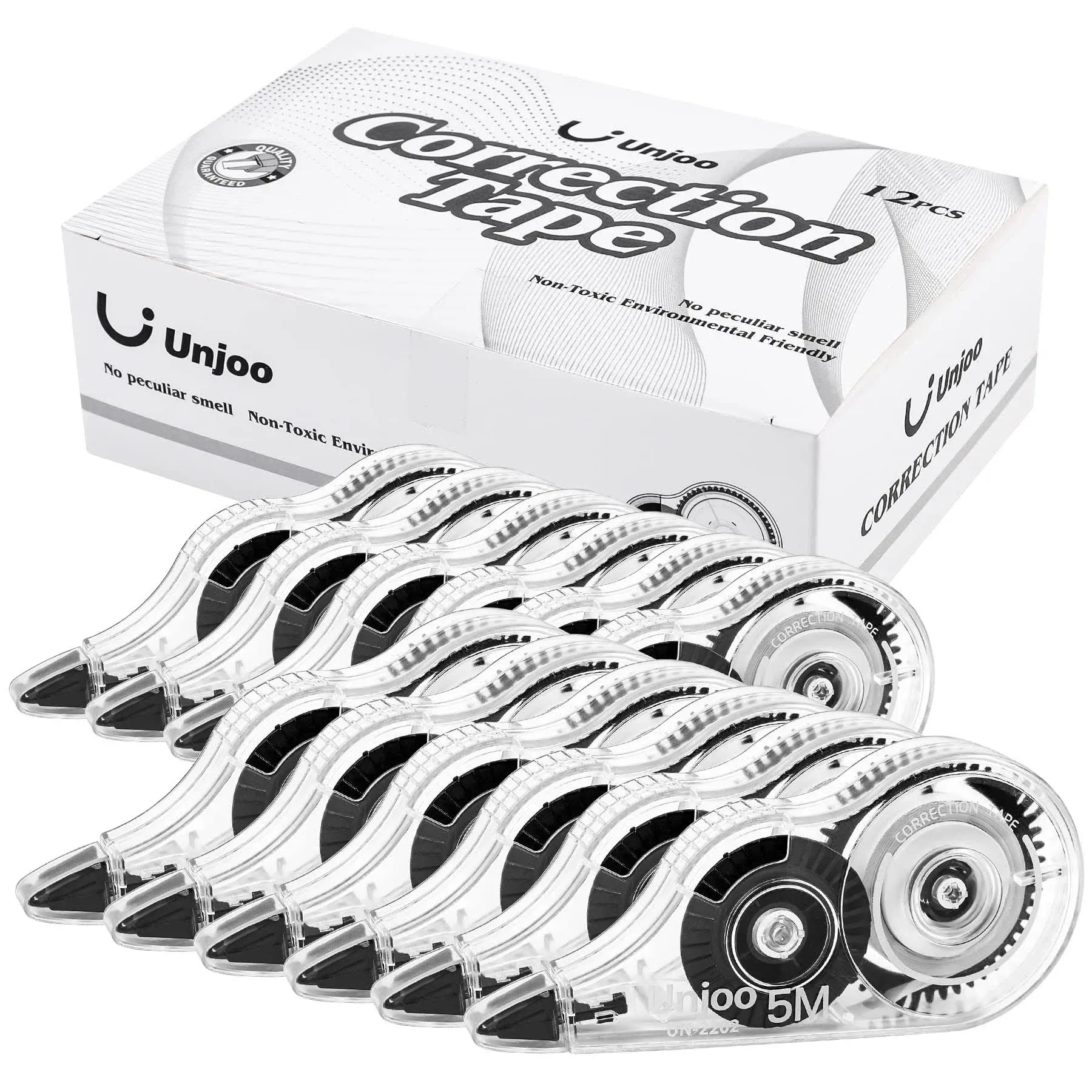 Whiteout Correction Tape Easy to Use Applicator 12Pack 5M/196&#034; X 0.2&#034; Black