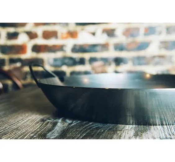 Matfer Bourgeat 062052 Black Steel Paella Pan, 15-3/4 In. Diameter