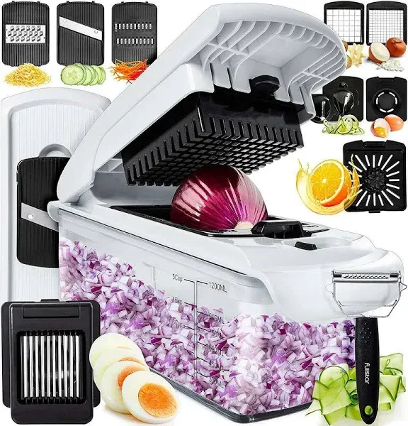 Fullstar Vegetable Chopper Dicer Mandoline Slicer - Vegetable Spiralizer - Onion, Salad, Veggie Chopper Vegetable Cutter Food Slicer 11 Blades