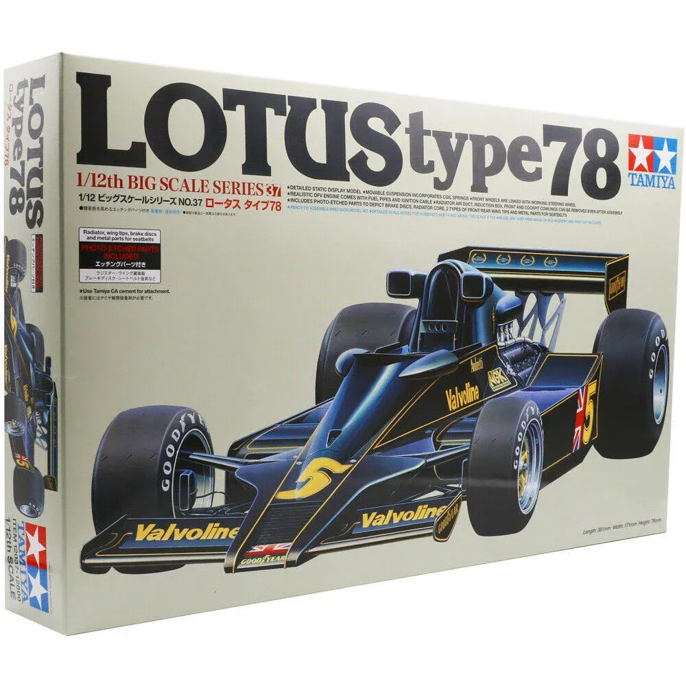 TAMIYA 12037 1:12 Lotus Type 78 m. PE Parts-Faithful Replica Plastic Construction, Crafts, Model Kit, Assembly, Unpainted, Multi-Coloured