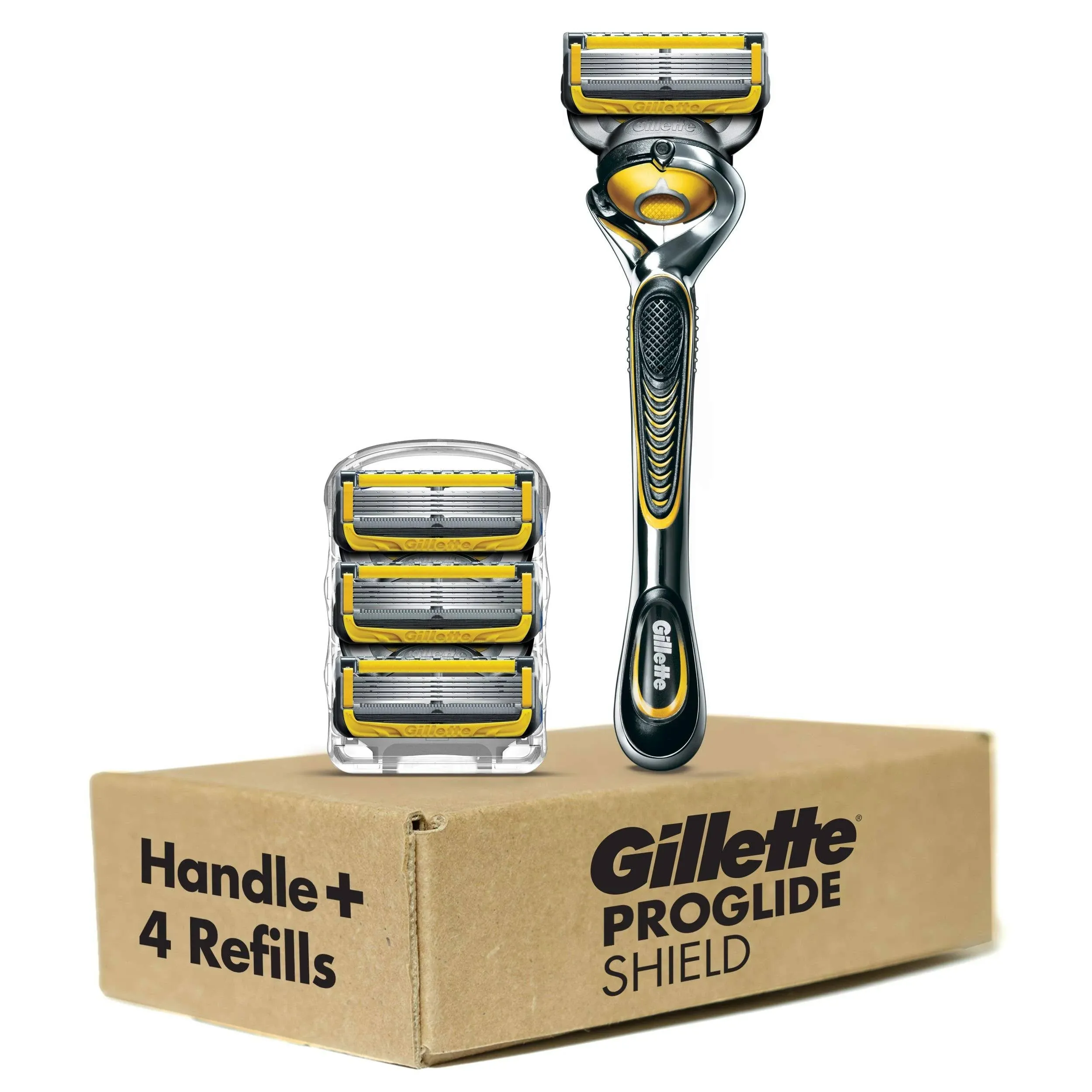 Gillette ProGlide Shield Razor for Men, 1 Gillette Razor, 4 Razor Blade Refills, Shields Against Skin Irritation