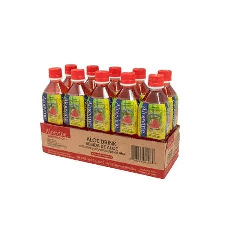 Aloevine Aloe Vera Juice Drink Watermelon Pure with Chunks of Aloe