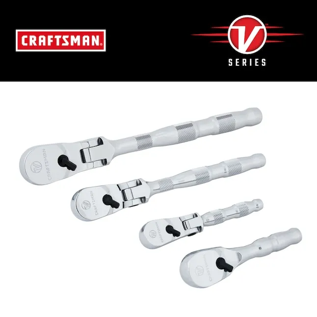 CRAFTSMAN V-Series 4-Piece Set-Tooth Set Drive Comfort Grip Handle Flexible Head Ratchet SetCRAFTSMAN V-Series 4-Piece Set-Tooth Set Drive Comfort Grip Handle Flexible Head Ratchet Set