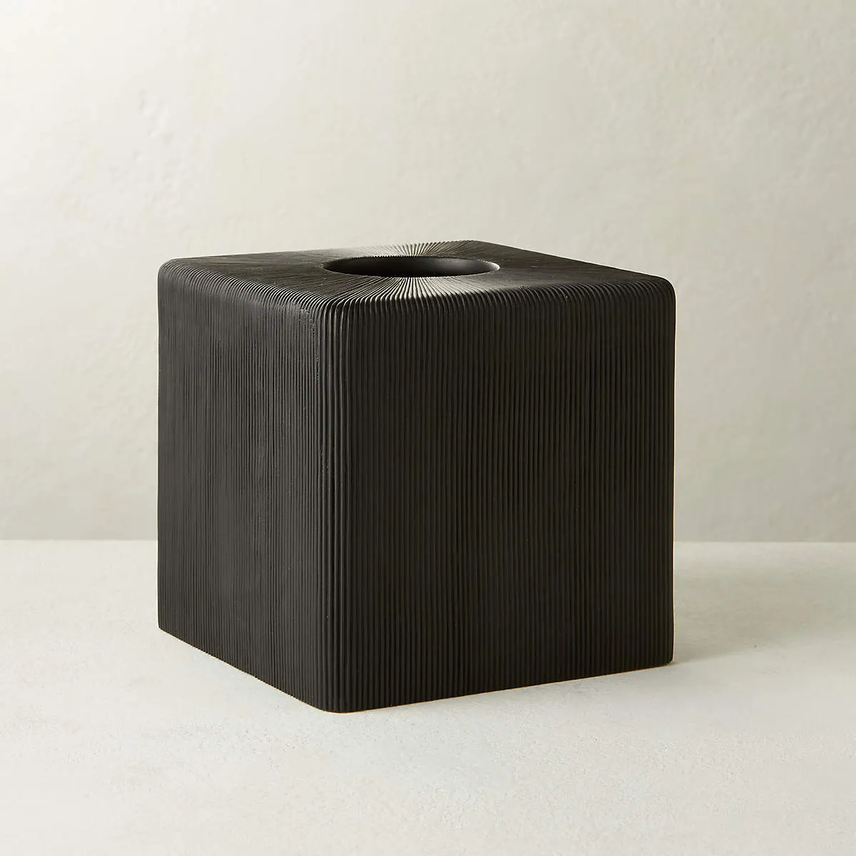 Parello Pleated Black Tissue Box Cover - CB2