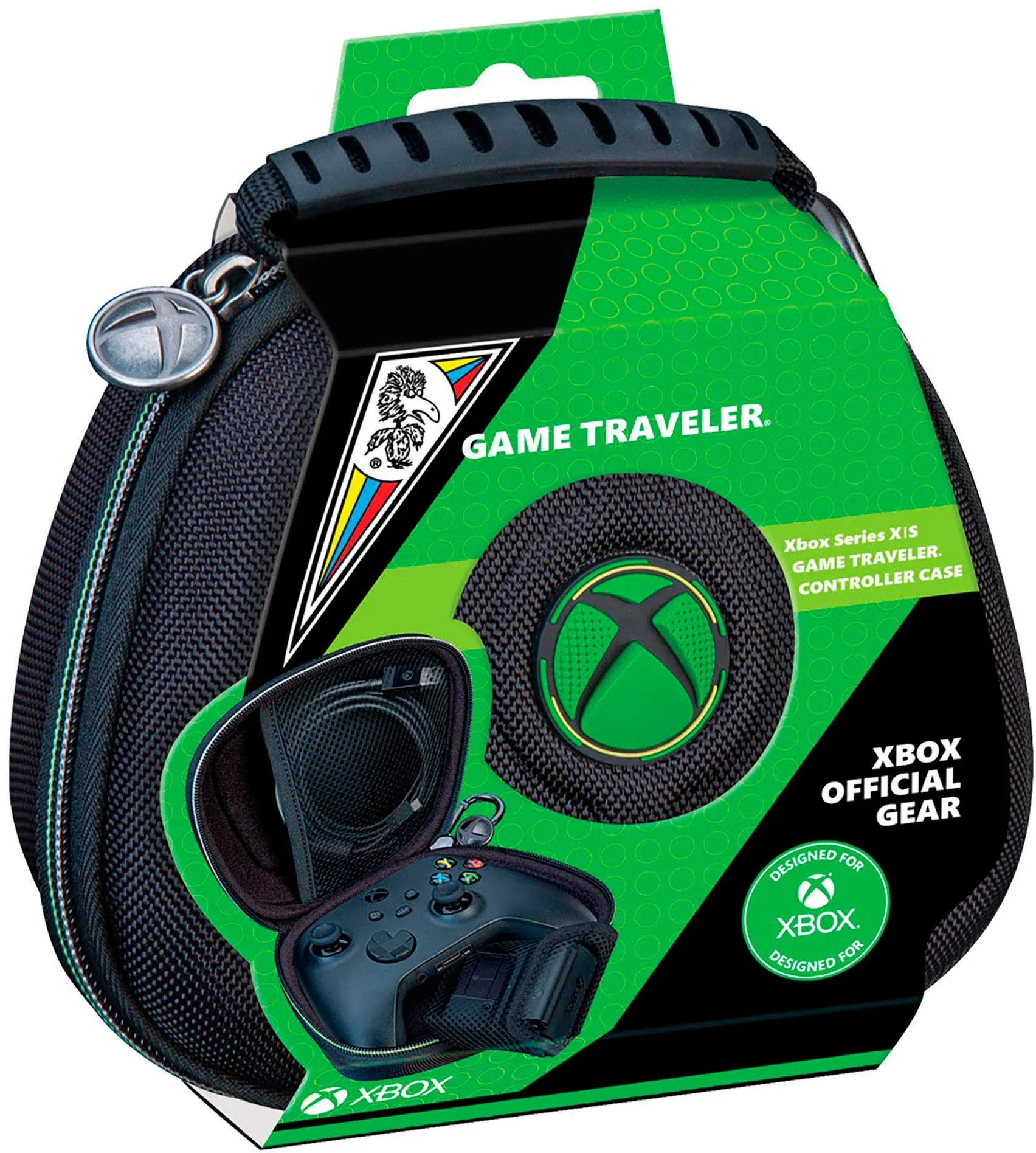 Game Traveler Xbox System X/S Controller Case - Licensed and Tested by Xbox, Hard Shell Ballistic Nylon Case, Securely Holds Your System X/S Controller, Mesh Pocket Holds Charge Cables