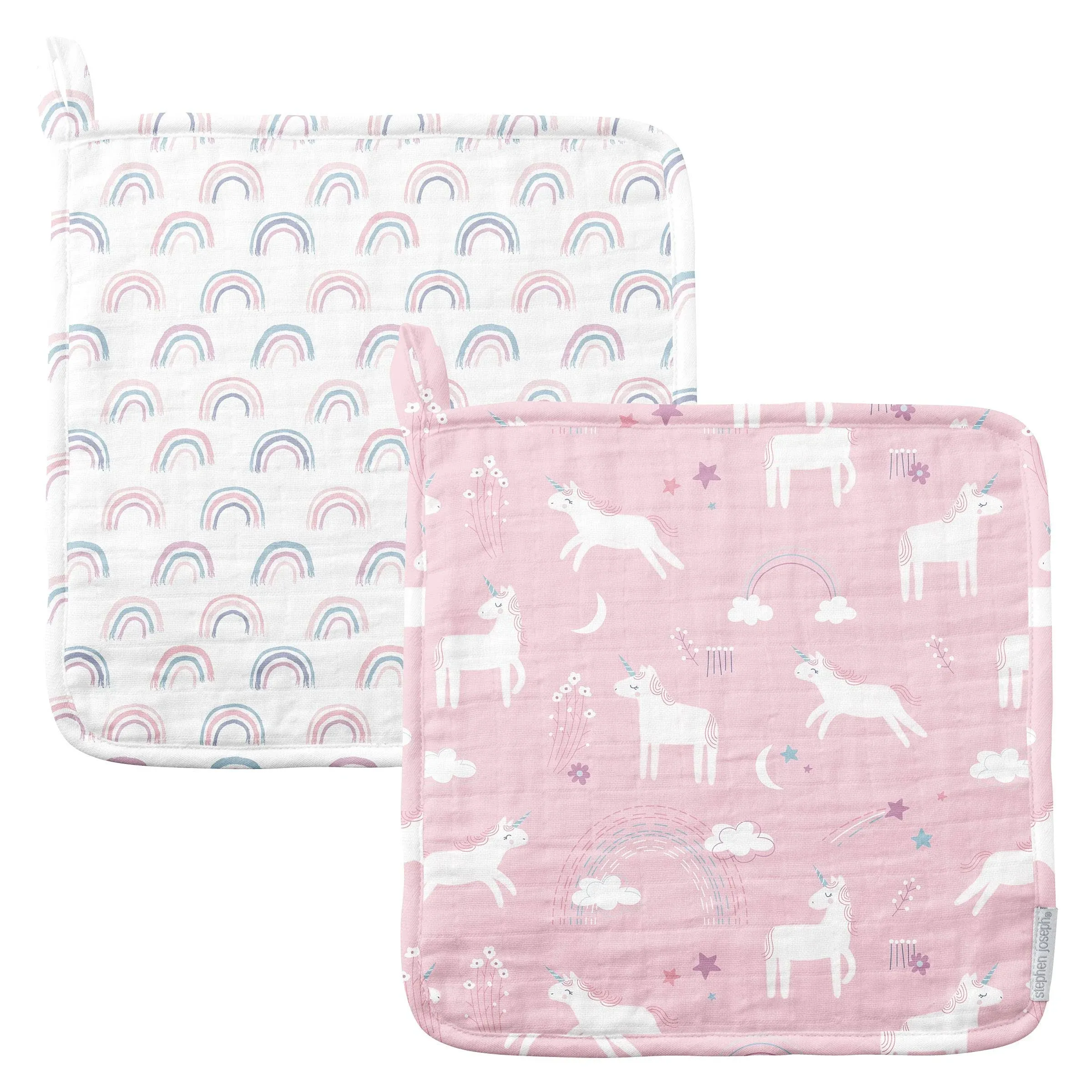 Stephen Joseph Muslin Washcloth Set - Unicorn & Rainbow