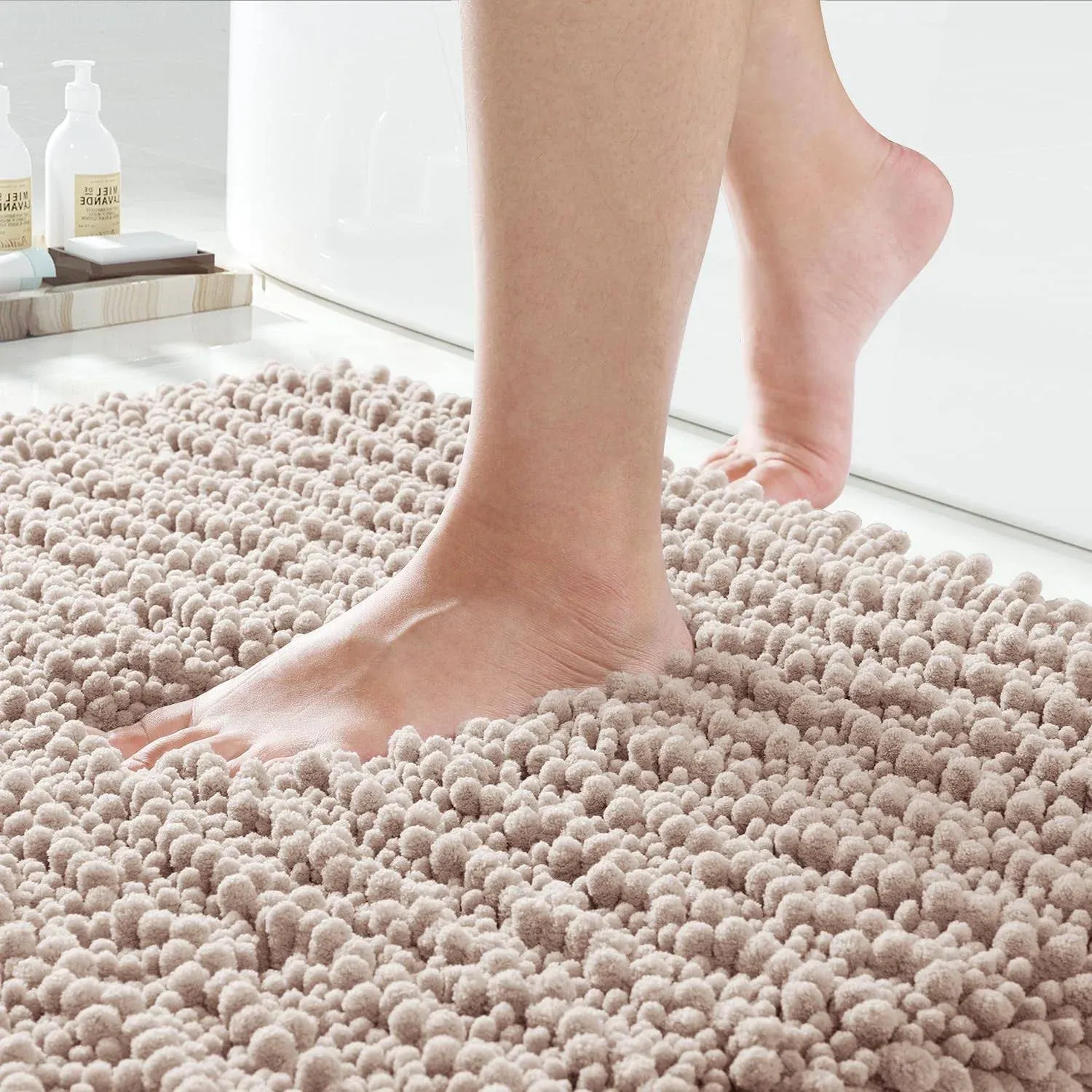 Yimobra Chenille Bathrooom Rugs, 36.2 x 24 Inches, Large size, Extra Soft and Comfortable, Super Absorbent and Thick, Machine Washable, Bath Mats