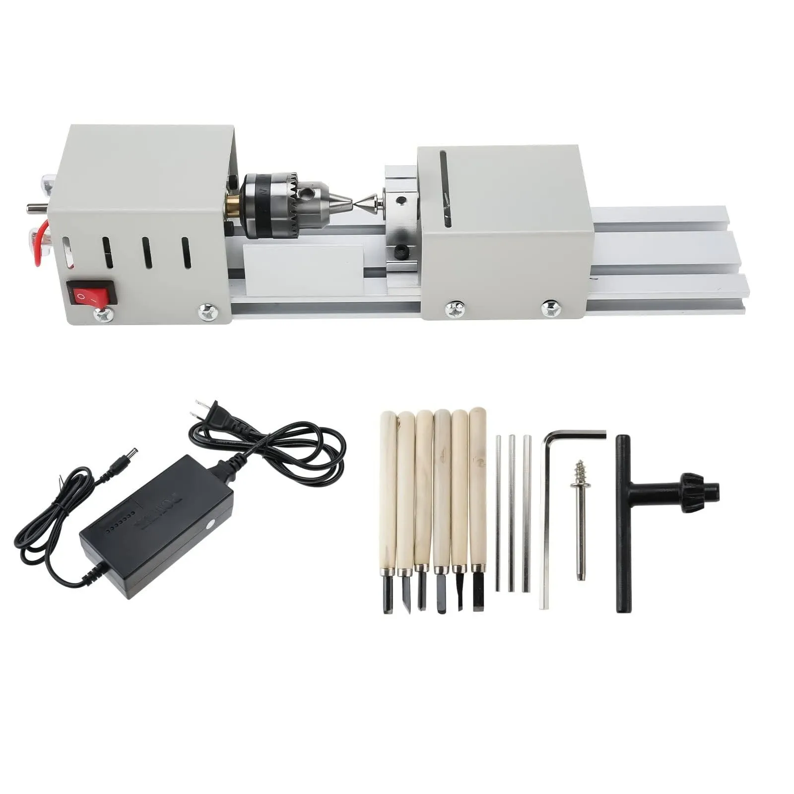 Yaetek Mini Lathe Beads Polisher Machine Metal DIY Woodworking Craft Rotary Tool