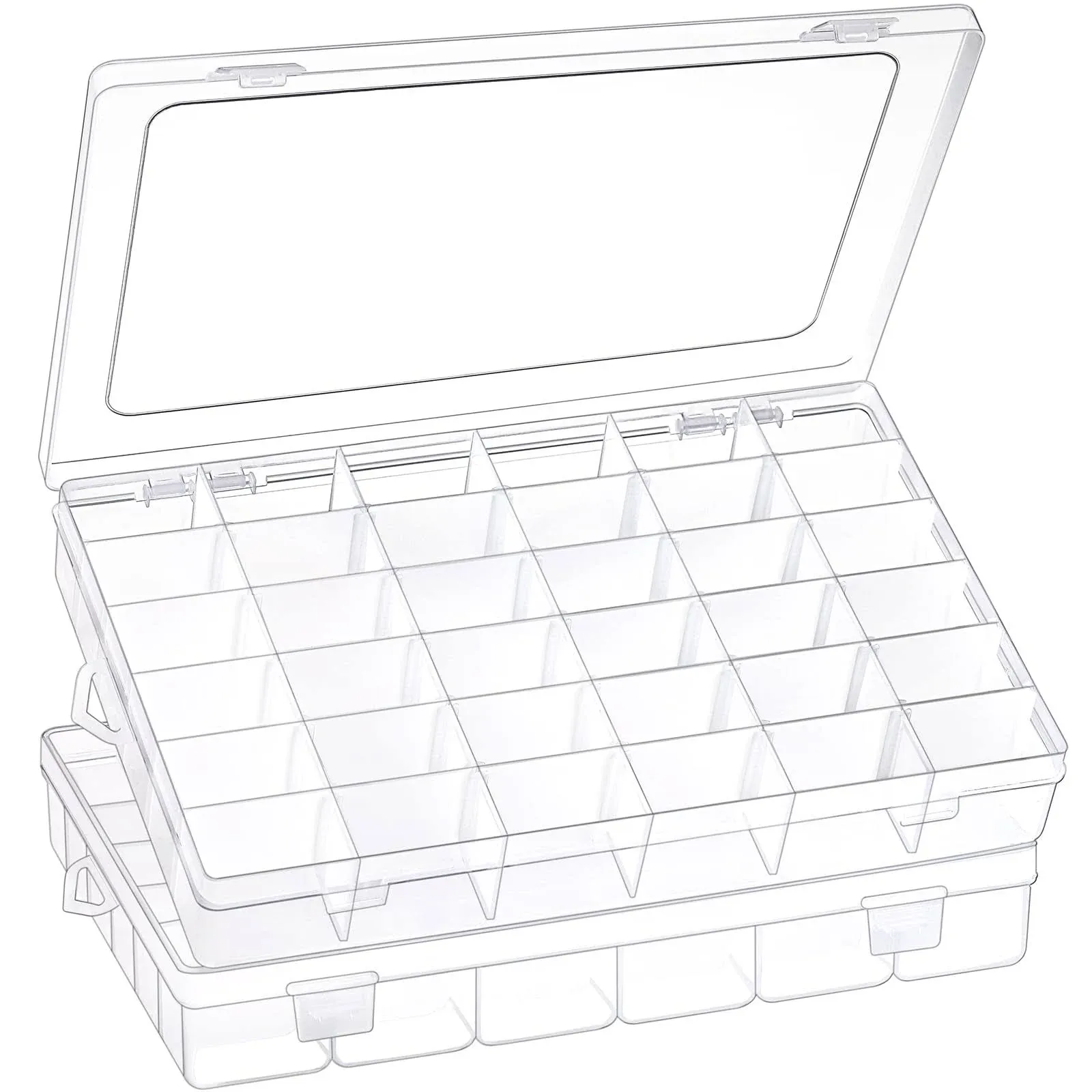 1 Pack 36 Grids Clear Plastic Organizer Box with Adjustable Dividers, Small Craft Organizers and Storage