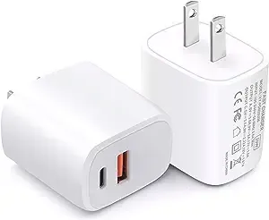 [2-Pack] 20W USB C Fast Charger(ETL Listed), Dual Port PD Power Delivery + 3.0 Wall Charger,Type-C Quick Charge Phone Adapter for IP Hone 12 Pro Max Mini 11 Pro Max Xs Max X 8 Plus IP ad