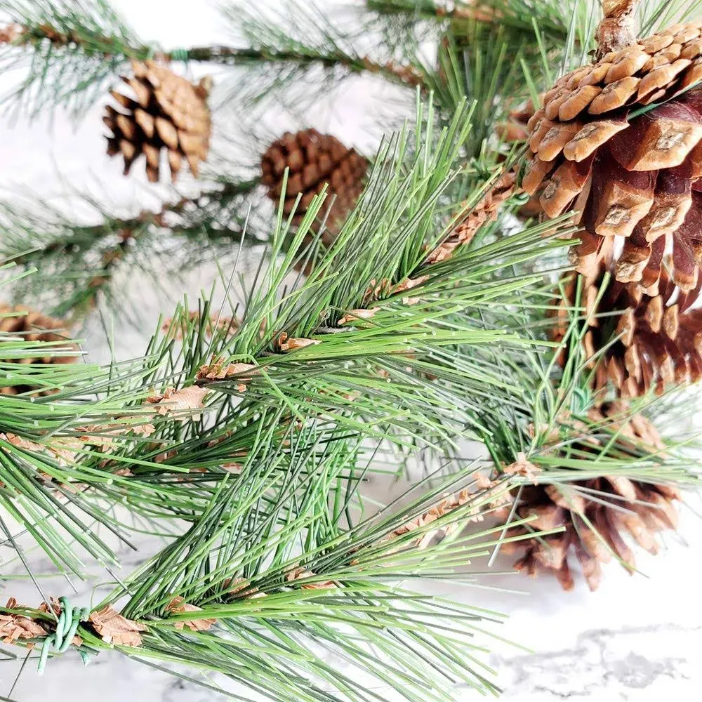 TETOU 9ft Christmas Garlands Norfolk Pine Garland Faux Greenery Pine Garland for Indoor Holiday Decor 2pcs