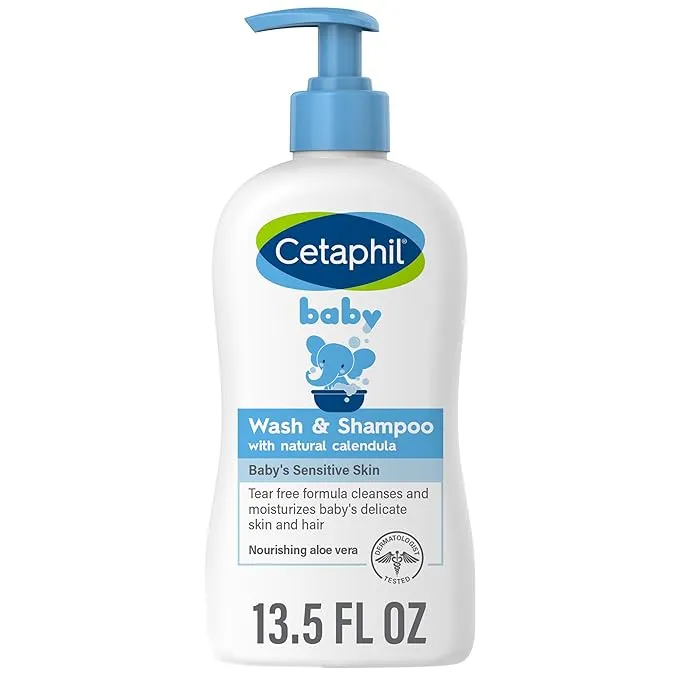 Cetaphil Baby Wash & Shampoo with Organic Calendula ,Tear Free , Paraben, Colorant and Mineral Oil Free , 13.5 fl. oz