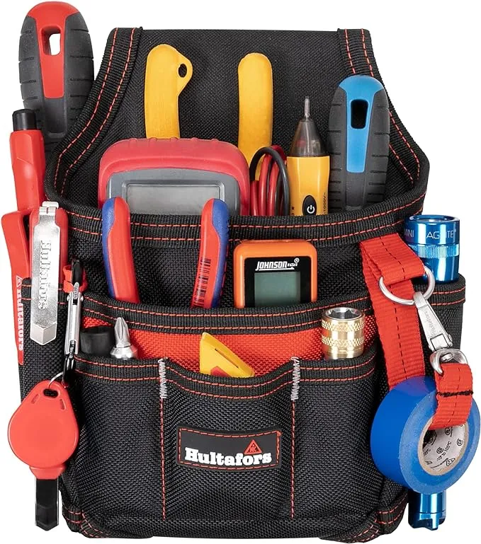 Hultafors Work Gear HT5103 Small Maintenance/Electrician's Pouch, Heavy Duty Ballistic Polyester, Flashlight/Tool Sleeve, Electrical Tape Strap, Carabiner