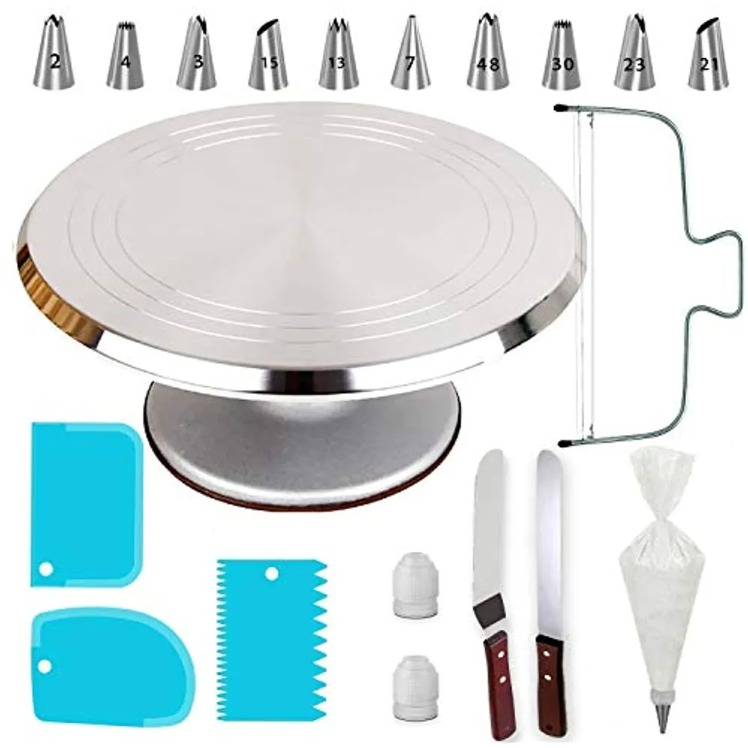 RFAQK 50pcs Cake Turntable Set -12" Aluminum Revolving Stand- Professional Cake ...