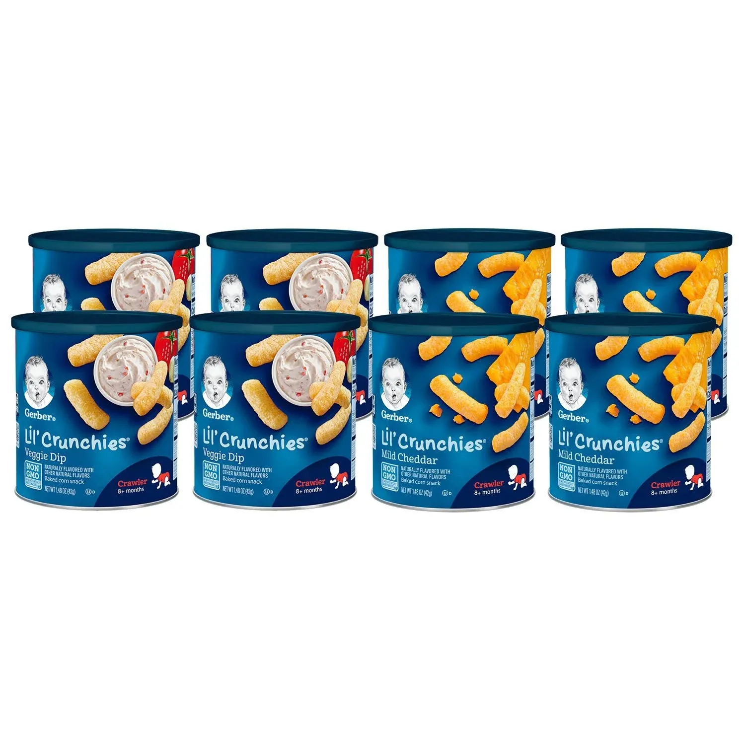 Gerber Snacks for Baby Value Pack, Lil Crunchies, Mild Cheddar & Veggie Dip, 1.48 ...