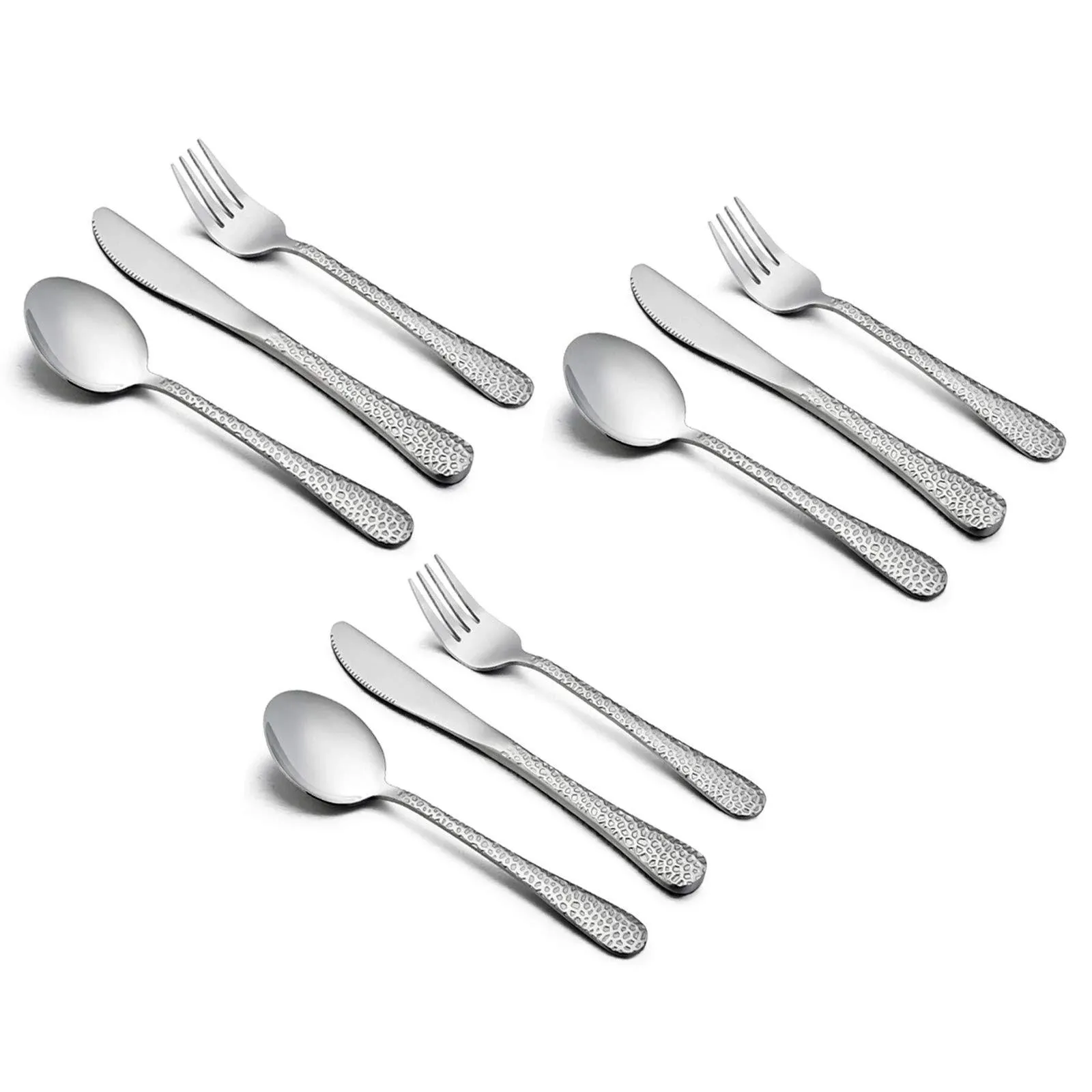 9-Piece Toddler Kids Silverware Flatware Set, Stainless Steel Hammered(Adult ...