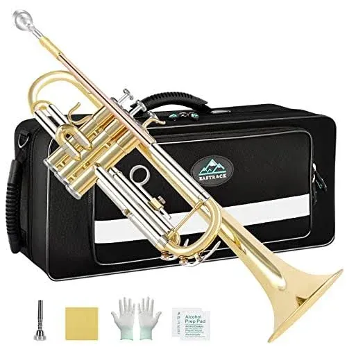 EASTROCK Bb Trumpet Standard Trumpet Set with Carrying Case,Gloves, 7C Mouthpiece ...