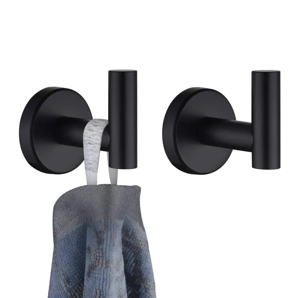 JQK Bath Towel Hook Matte Black Coat Robe Clothes Hook for Bathroom Kitchen ...