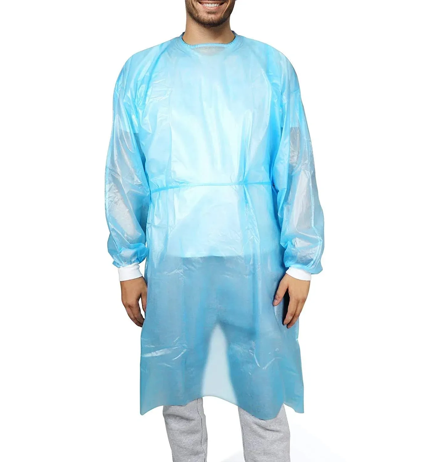 Patient Aid 10-Pack PPE Gown Disposable Isolation, FDA Registered, Level 2, PP+PE, 40gsm, Full Back Double Tie, 55" L, Hospital Quality