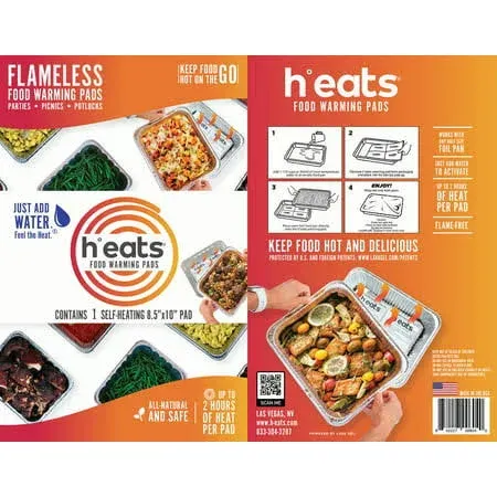 Heats Flameless Food Warming Pads | Water Activated Disposable Food Warmer