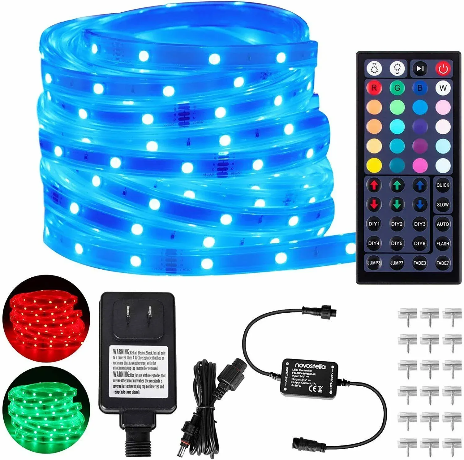 Novostella 52.5ft Smart LED Outdoor Rope Light, Music Sync RGB Strip Lights, Ap