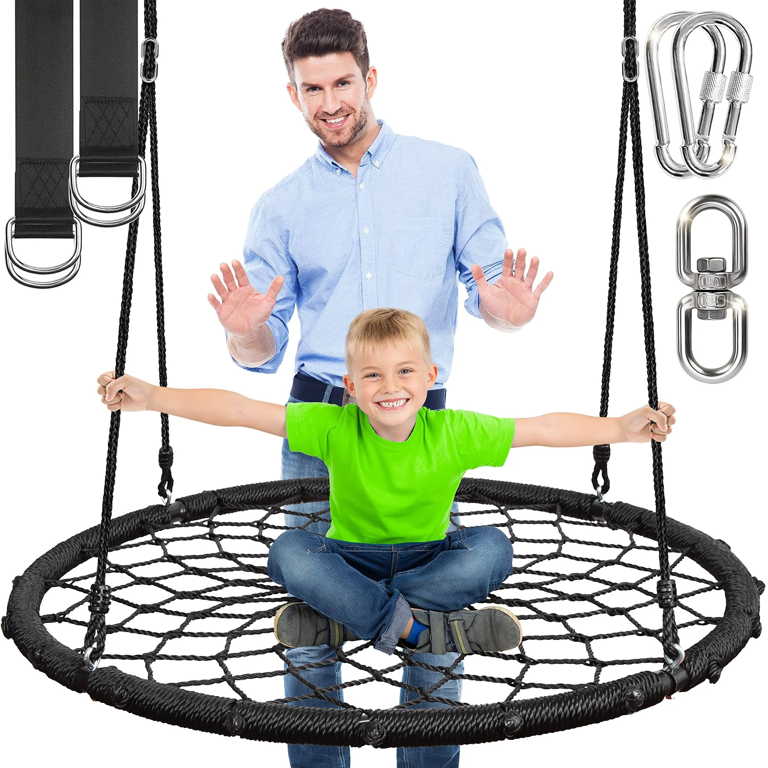 SereneLife Spider Web Tree Saucer Swing Netted Webbed Hanging 600Ilbs Capacity