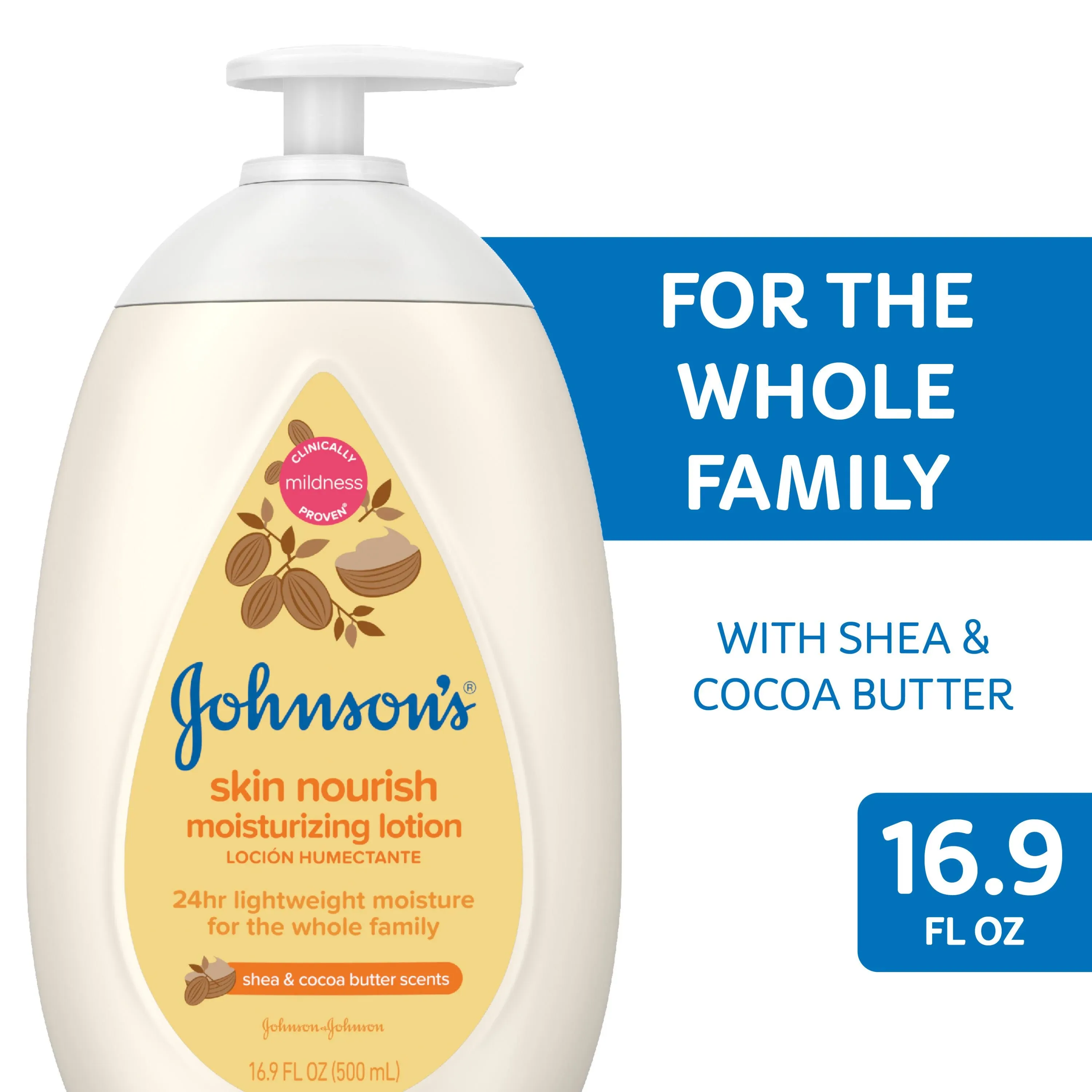 Johnson's Skin Nourish Moisturizing Lotion, Cocoa Butter & Shea, 16.9 fl oz