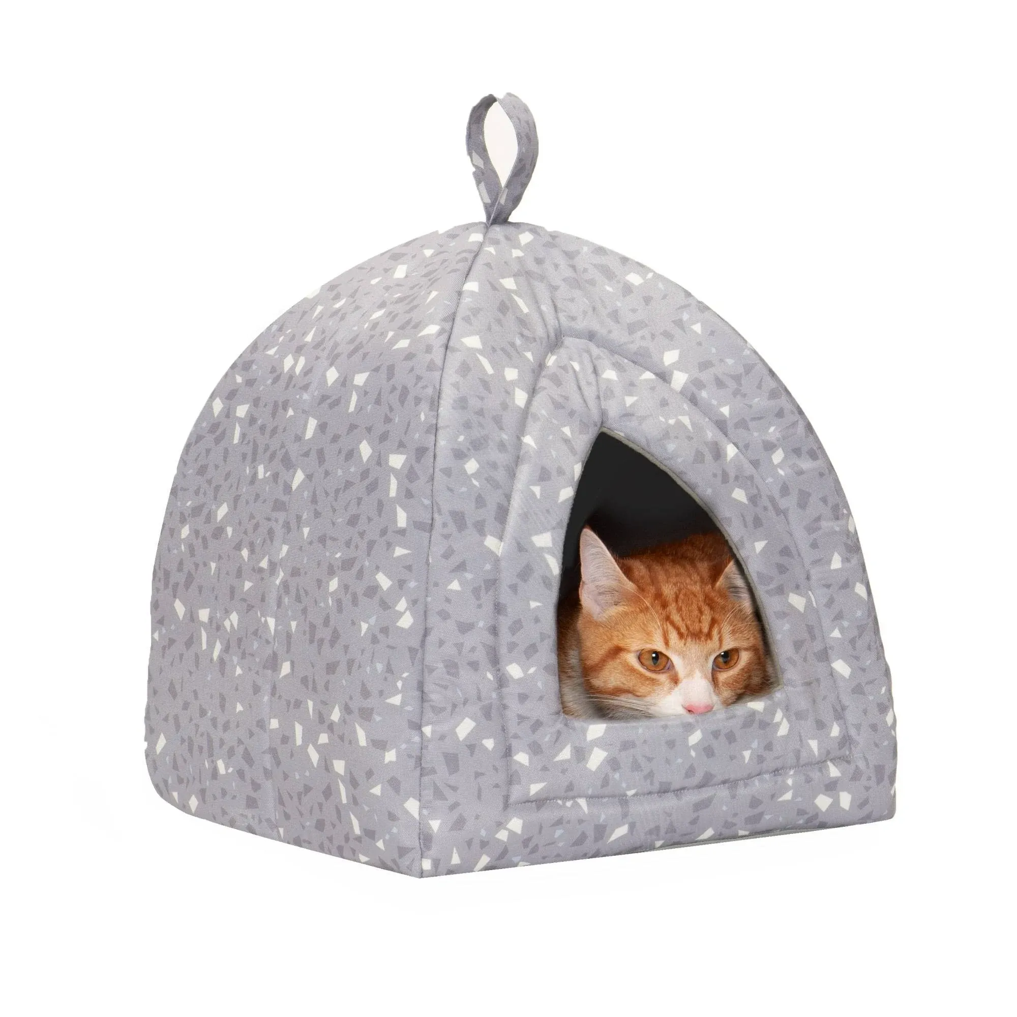 Cat Bed Cave Washable and Foldable Fleece Pet Tent with Removable Cushion