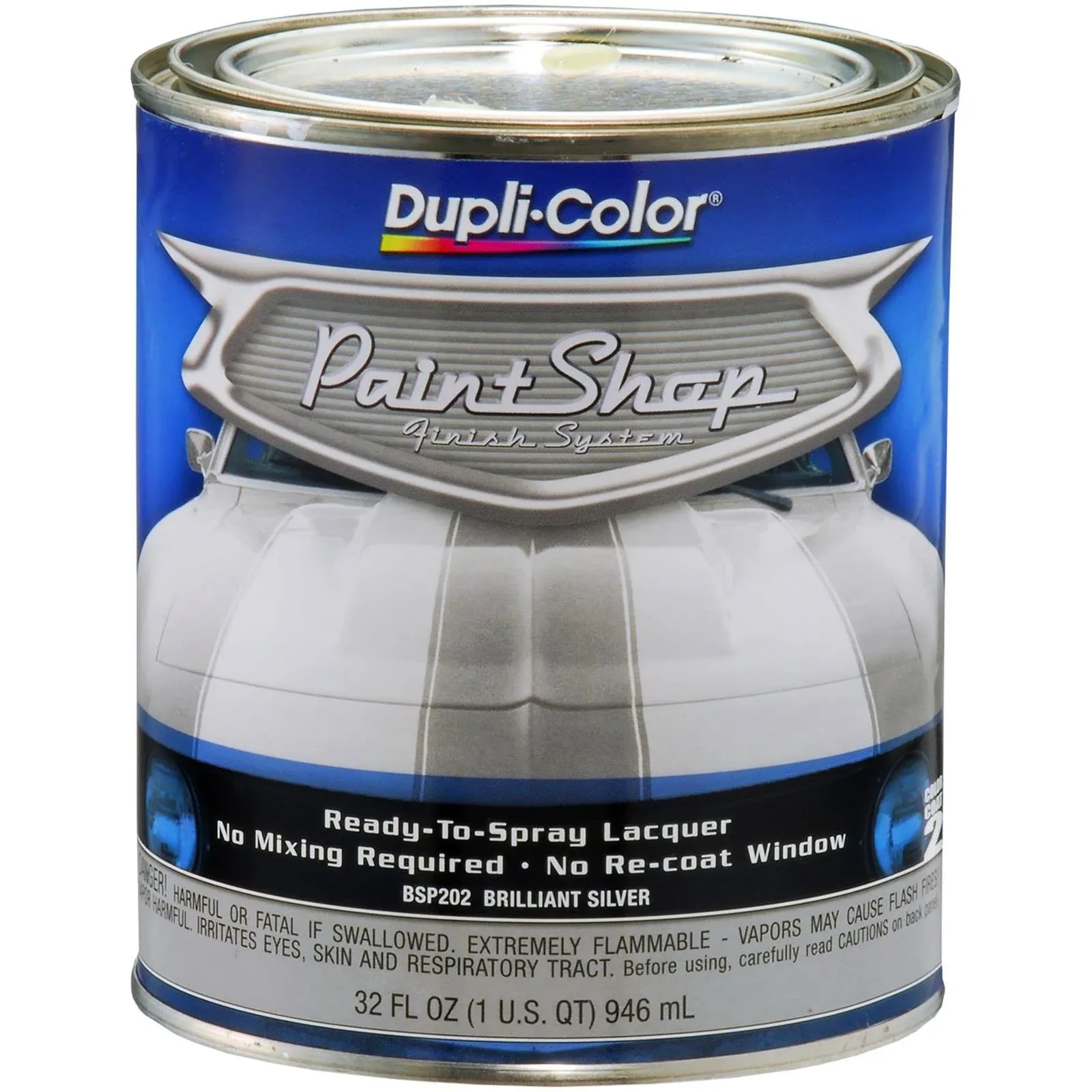 Dupli-Color Paint Shop Brilliant Silver Automotive Lacquer Finish System 1 Quart