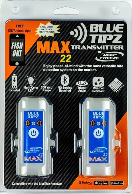 Deep Freeze BlueTipz Tip-Up Ice Fishing Alarm - Bite Alarm - Ice Fishing Tip-Up Light - Ice Fishing Gear & Accessories - Free Bluetooth iOS & Android Application