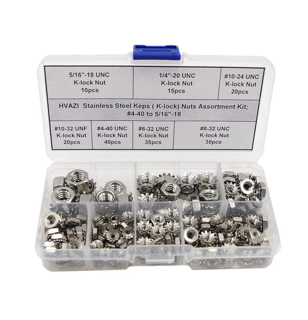 Generic HVAZI Stainless Steel Keps (K-Lock) Nuts Assortment Kit