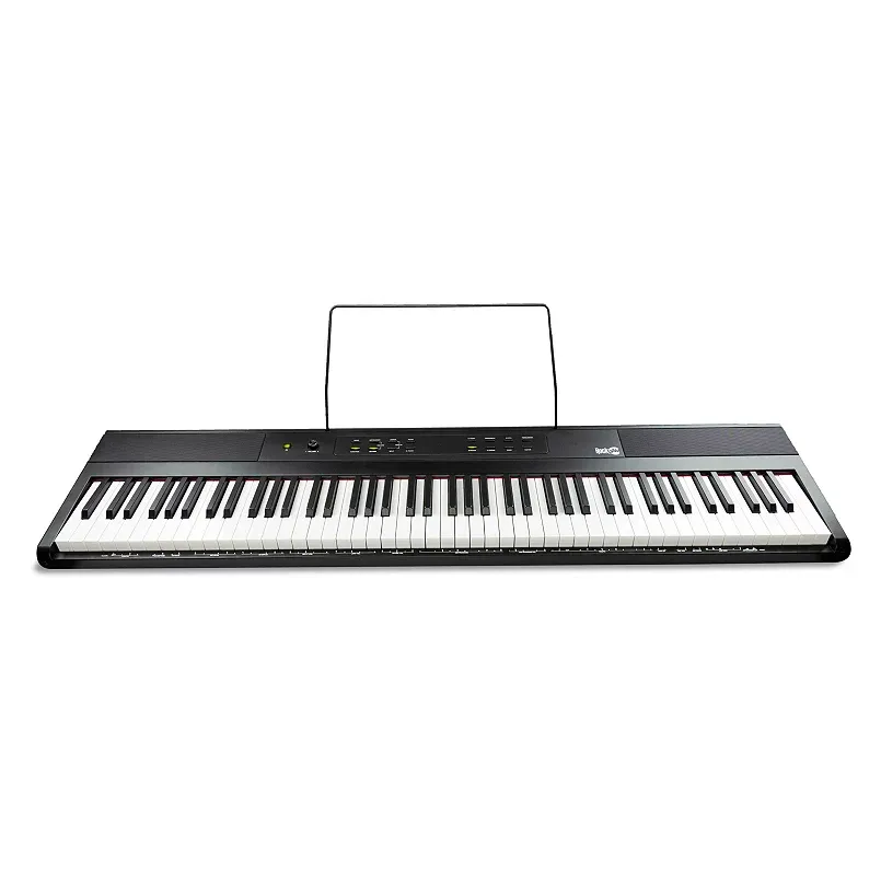 RockJam 88-Key Digital Piano with Semi-Weighted Keys, Sustain Pedal & Lessons, Black