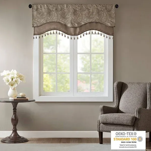 Madison Park Aubrey Jacquard Window Rod Pocket Valance