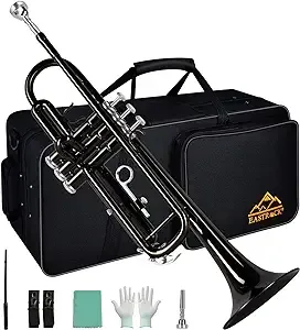 EASTROCK Bb Trumpet Standard Trumpet Set with Carrying CaseGloves 7C Mouthpiece Cleaning Kit Tuning Rod Phosphor CopperCup