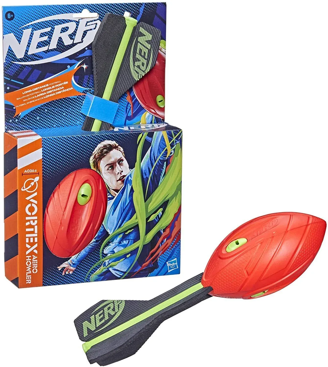 Nerf Vortex Aero Howler Foam Ball – Classic Long-Distance Football - Flight-Optimizing Tail - Hand Grip – Indoor and Outdoor Fun, for 6 YEARS+