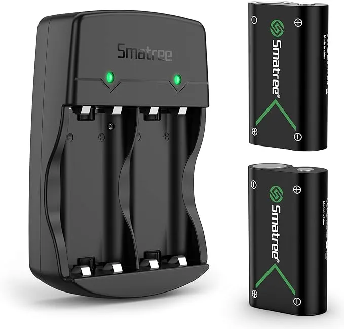 Smatree Controller Battery Compatible for Xbox Series X|S/Xbox One/Xbox One S/Xbox One X/Xbox One Elite Wireless Controller, 2 Pack Rechargeable Batteries with Charger(Patent Protection)