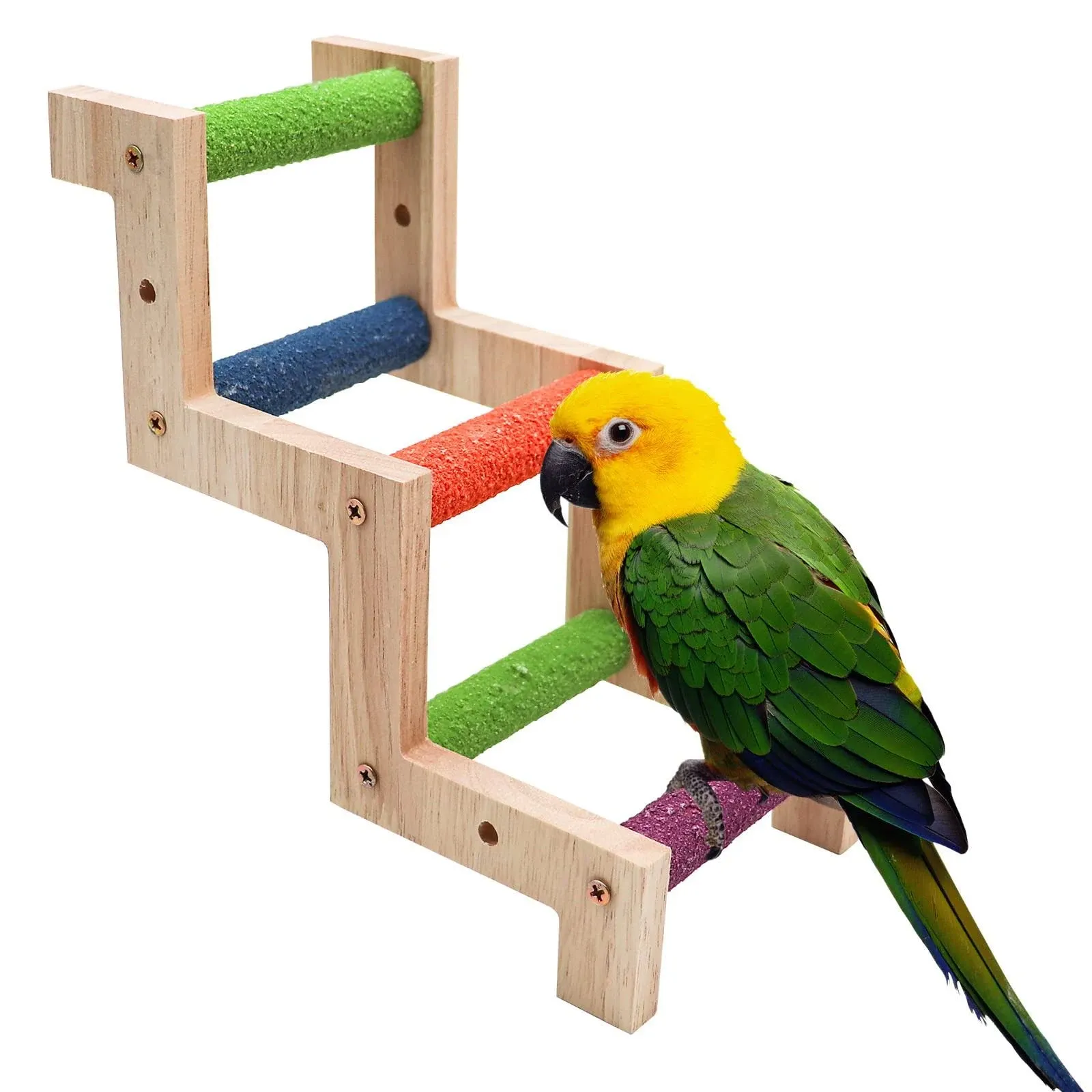 Bird Climbing Ladder Bridge Toy natural wood and stainless steel Perch for Bird