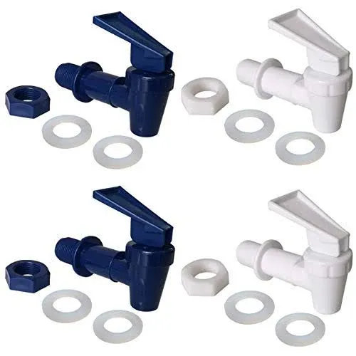 Aquanation Replacement Cooler Faucet 2 White and 2 Blue Water Dispenser Tap Set ...