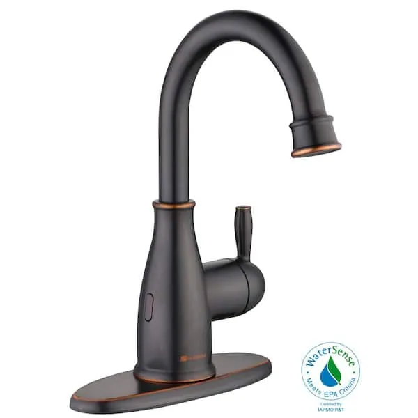 Mandouri Single Hole Single-Handle Touchless High-Arc Bathroom Faucet