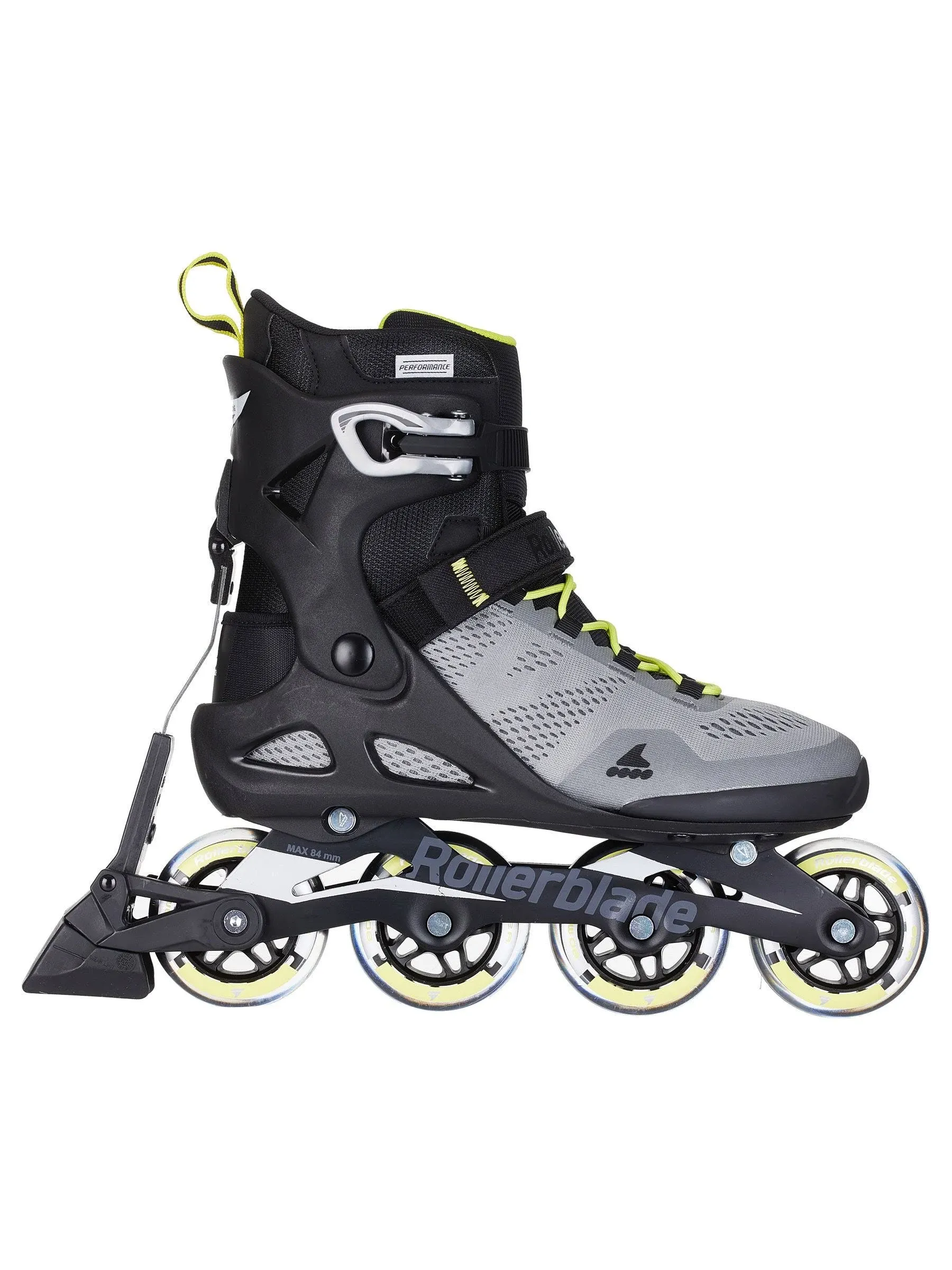 Rollerblade Macroblade 80 ABT Men's Adult Fitness Inline Skate, Silver/Neon Yellow, Performance Inline Skates