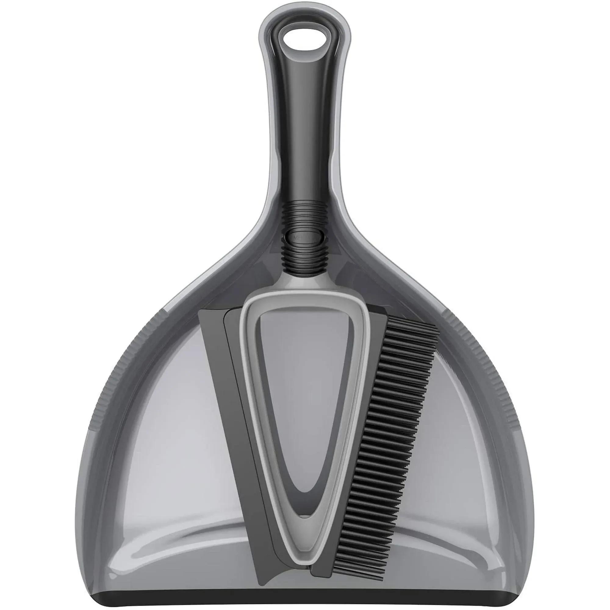 MR.SIGA Soft Bristle Brush/Scrubber with Dustpan, Grey ,1 Set