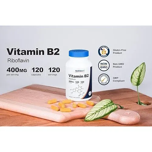 Nutricost Vitamin B2 (Riboflavin) 400mg, 120 Capsules - Gluten Free, Non-GMO