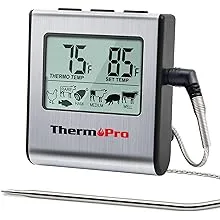 ThermoPro TP16 Large LCD Digital Cooking Food Meat Thermometer BBQ Thermometer Clock Timer with Stainless Steel