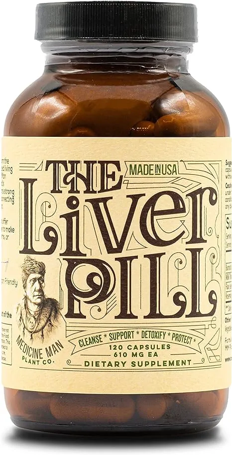 The Liver Pill 120 Capsules - Herbal Liver Cleanse Detox & Repair Pills with Burdock Root, Milk Thistle, Rosemary, and Flax Seed - Non-GMO, Organic, A