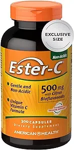 American Health Ester-C with Citrus Bioflavonoids Capsules - Gentle On Stomach, Non-Acidic Vitamin C - Non-GMO, 500 mg, 240 Count (Pack of 1), 120 Servings