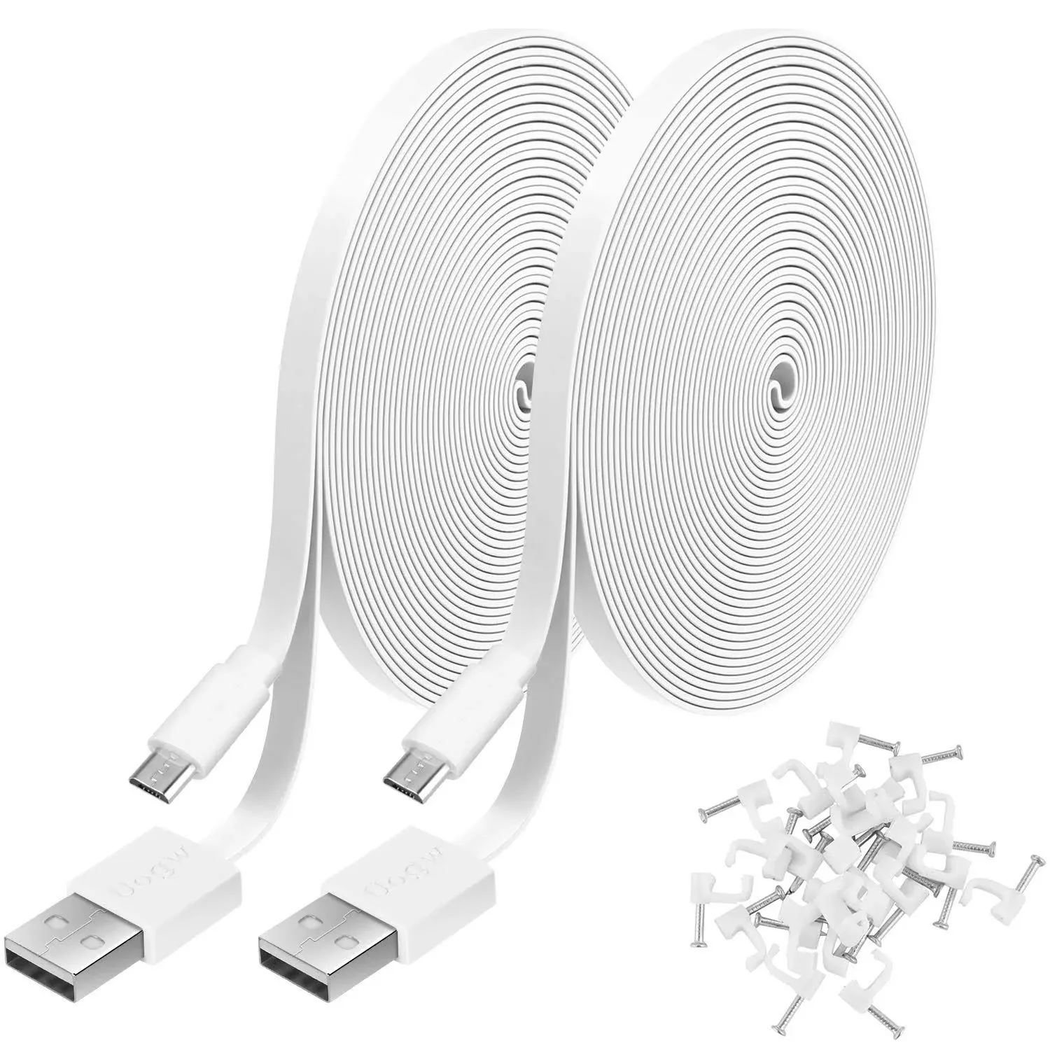 2 Pack 10FT Power Extension Cable Compatible with WyzeCam,Wyze Cam v4,WyzeCam Pan,WYZE Cam OG,KasaCam Indoor,NestCam Indoor,Blink,Cloud Cam,USB to Micro USB Durable Charging and Data Sync Cord(White)