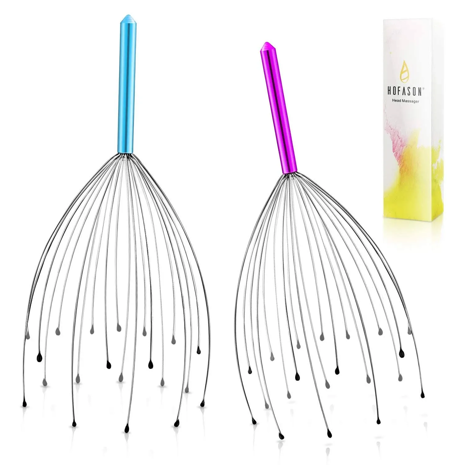 HOFASON 2 Pcs Head Massager Scalp Scratcher with 20 Fingers, Handheld Head ...