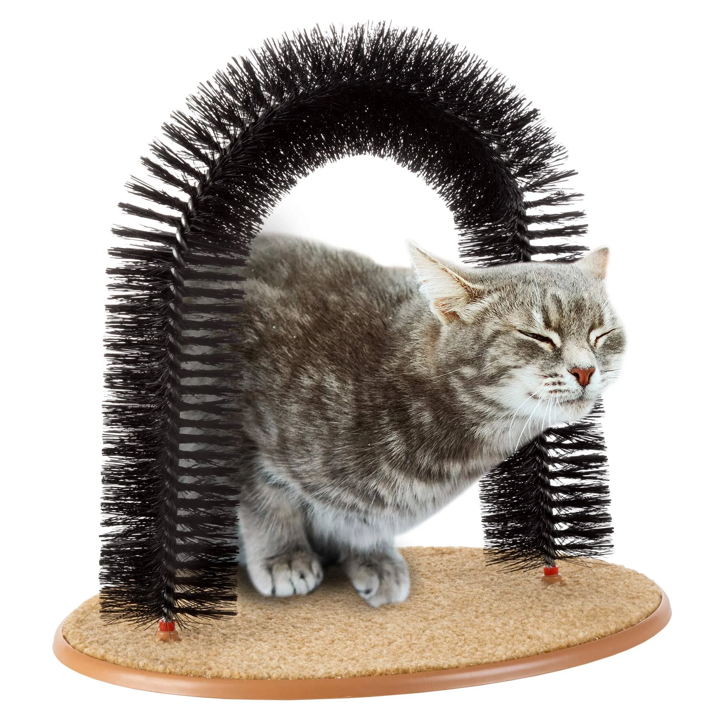 PETMAKER Self Grooming Cat Arch- Bristle Ring Brush and Carpet Base Groomer,